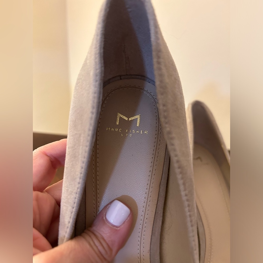 Marc Fisher Zala Pointed Suede Block Heel Pumps - Picture 3 of 11